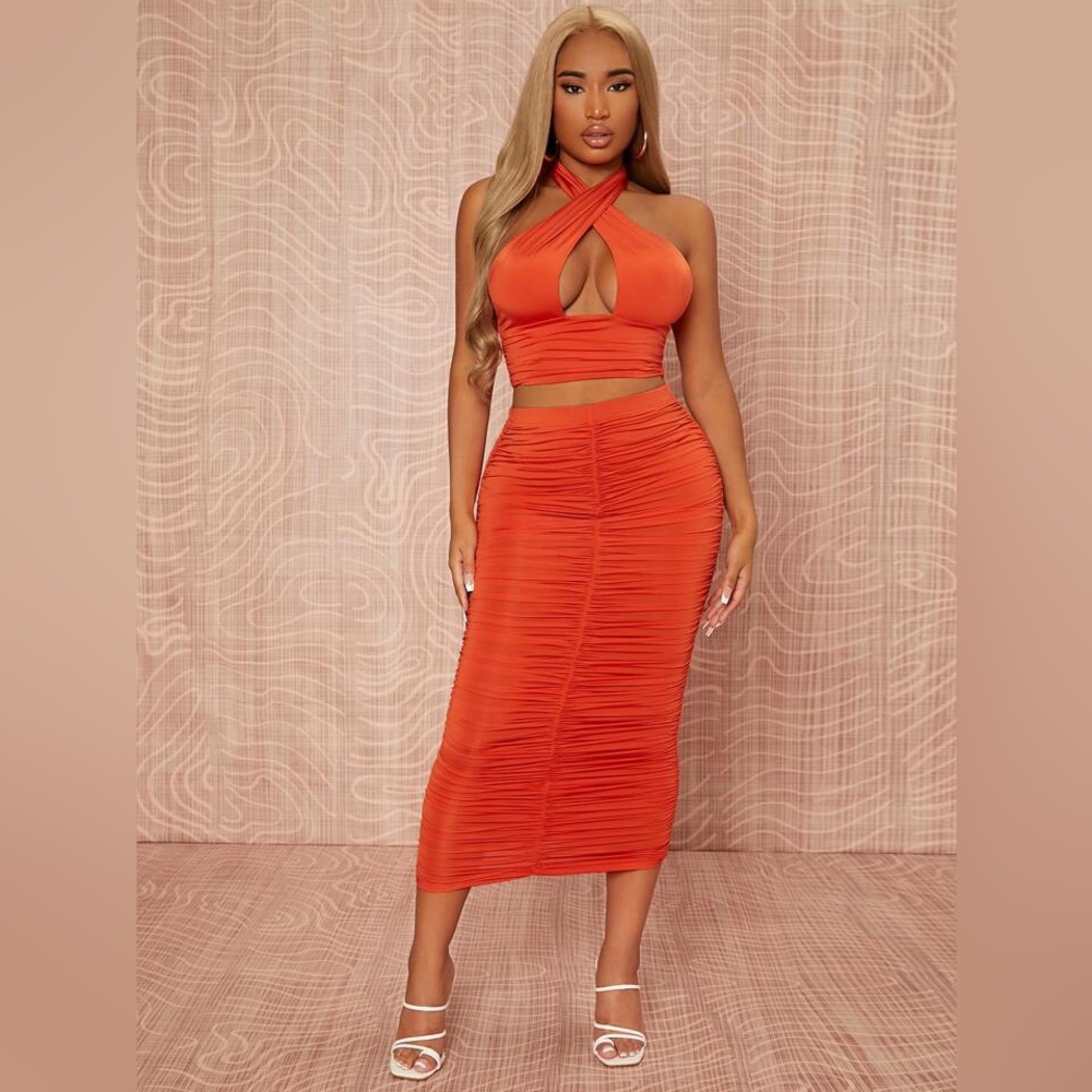 Orange Rustic Skirt Set